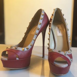 Valentino Rockstud Open Toe Platforms